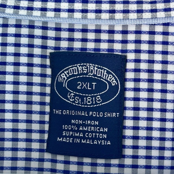 Brooks Brothers 2XLT The Original Polo 100% Cotton Blue White Button Down Shirt - Picture 6 of 7